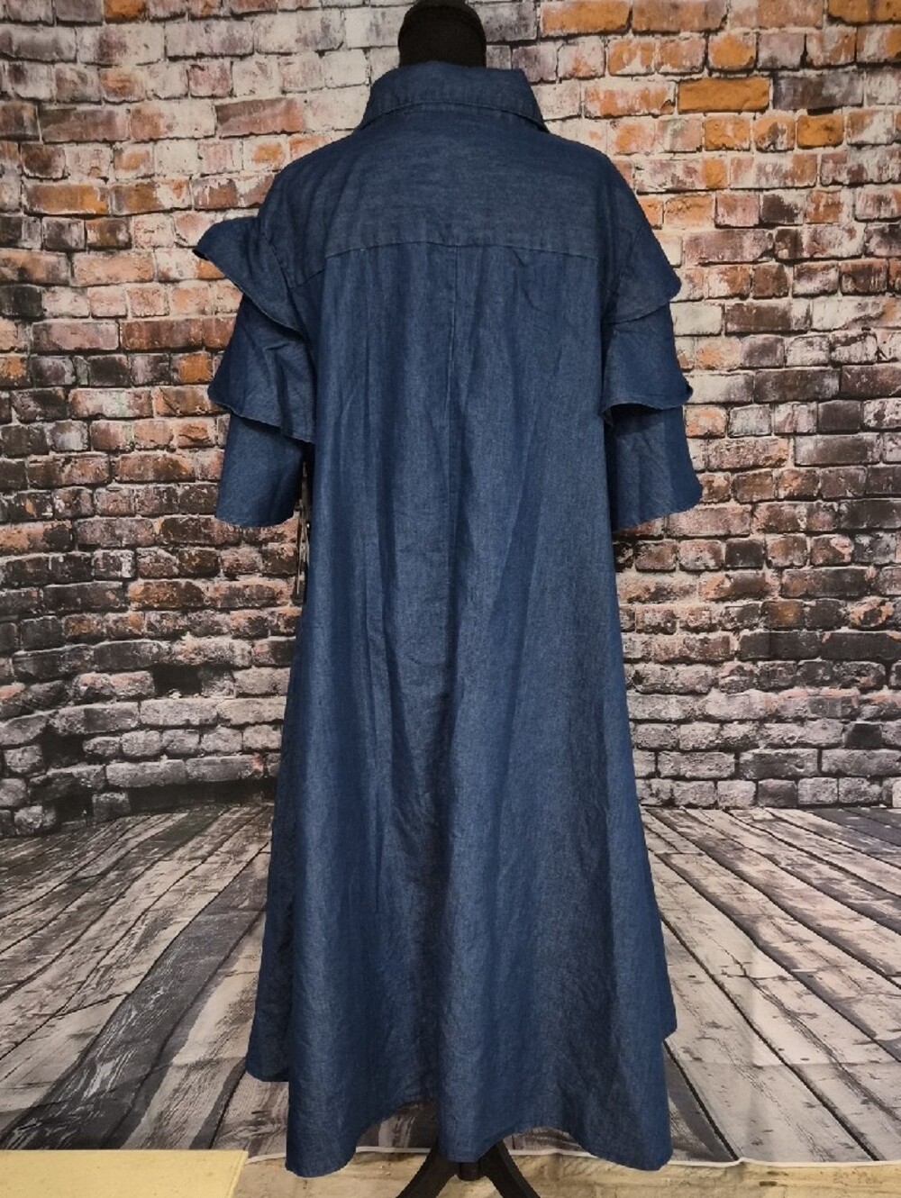 Step In Style Denim Button-Up Maxi Shirt Dress- Indigo Denim Blue - Picture 10 of 10